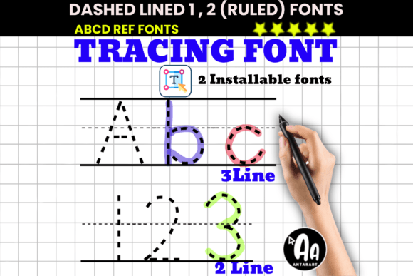 Dashed Lined Ruled Tracing for Handwriting Mastery